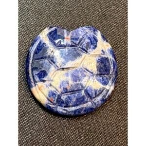 Vintage Sodalite Carved Turtle 3g Blue Stone Totem 1970s